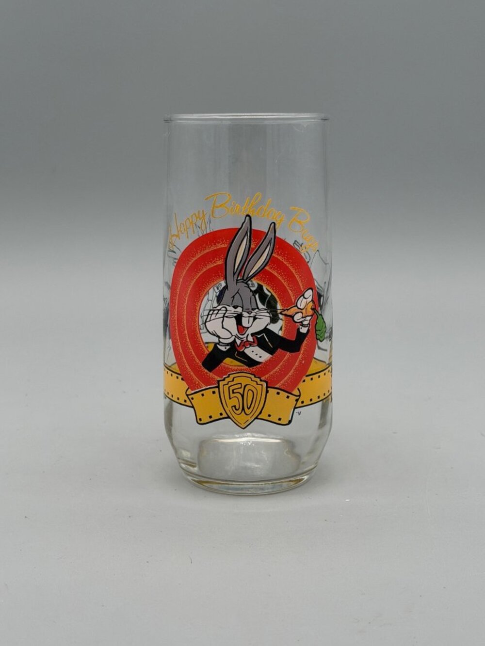 Happy Birthday Bugs Bunny 50th Anniversary Glass 1990 Warner Bros Looney Tunes